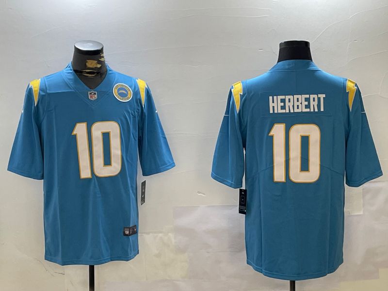 Men Los Angeles Chargers #10 Herbert Blue Second generation 2024 Nike Limited NFL Jersey style 2